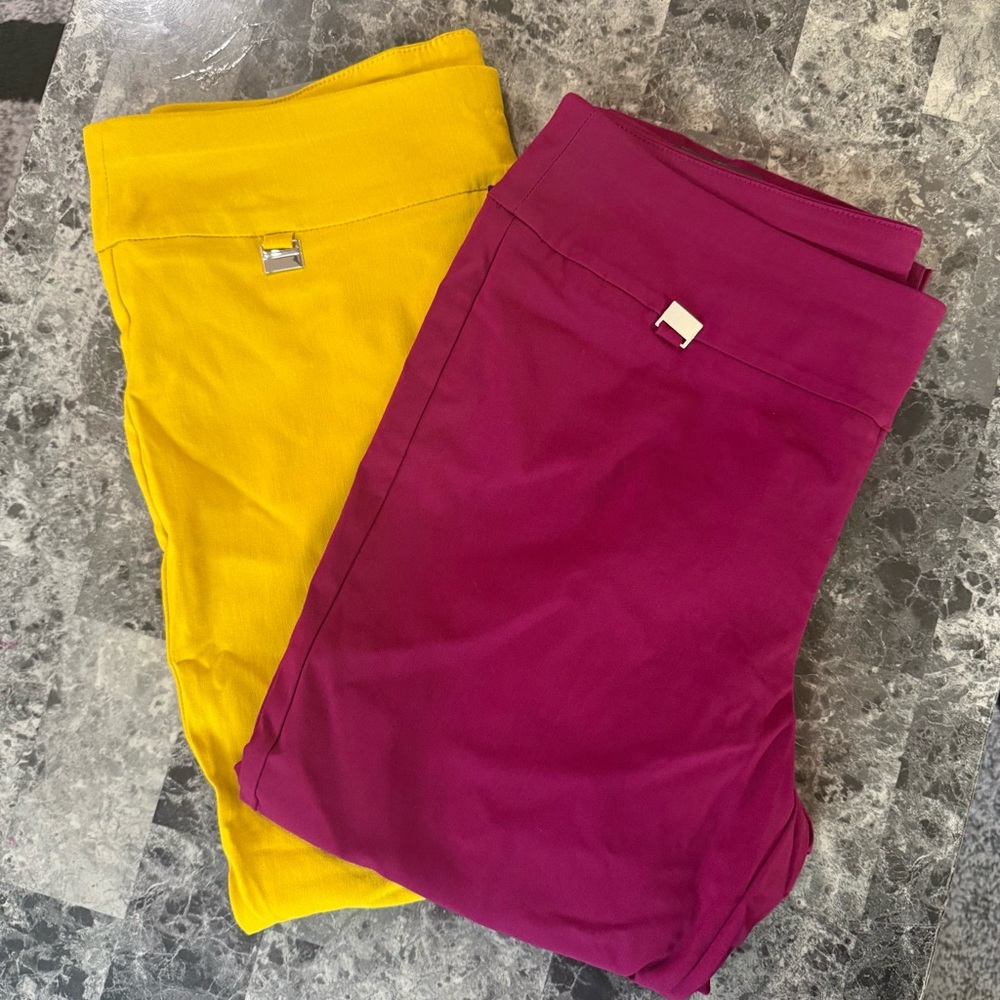 Alfani Women’s Capri Pants in Mustard and Magenta size 12 tummy control